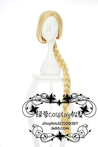 GGOII Parrucca da donna Parrucca da principessa Rapunzel Bionda lunga Parrucca di capelli lisci Festa di Halloween Carnevale Giochi di ruolo Aggrovigliati Costumi di fantasia QX-502