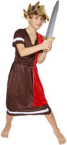 TecTake dressforfun Costume da bambino Imperatore romano Massimo   Lunga e comoda tunica con drappo applicato rosso   Fascia in corona d'alloro (12-14 anni   no. 300261)