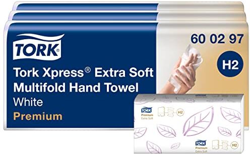 Tork Xpress Asciugamani intercalati piegati a M Extra Soft Premium, compatibili con il sistema H2, 2 veli, 1 conf. x 700 asciugamani, colore bianco