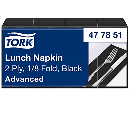 Tork Tovagliolo Lunch nero (piegato in 8) Advanced, 2 veli, 10 pacchi x 200 tovaglioli (2000 pz), 33 cm (lungh.) x 32,6 cm (largh.)