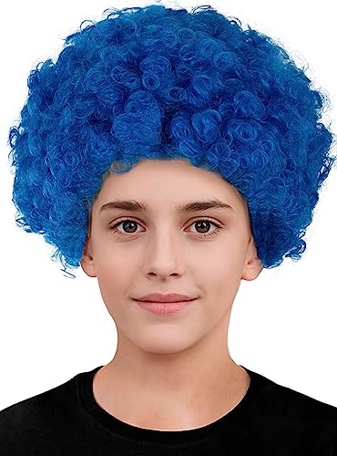 Funidelia Parrucca da clown blu per bambina e bambino Pagliacci, Circo Accessori per bambini, accessorio per costume Azzurro/Blu