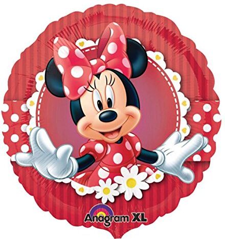 amscan Anagram- Palloncino Rotondo Rosso con Minnie Mouse Design-1 Pz. Disney Pallone Foil Standard 17""-42 Cm Mad About, Multicolore, Confezione da 1, 7A2481301