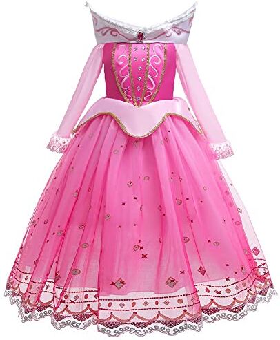 MYRISAM Ragazze Aurora Costume Vestito da Festa di Compleanno Bella Addormentata Principessa Carnevale Costumi Halloween Cosplay Natale Cerimonia Compleanno Abiti Partito 6-7 Anni