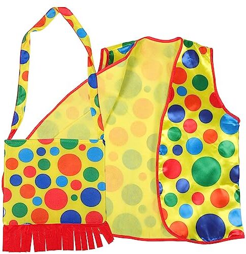 EXCEART Abito 1 Set Di Costume Clown Pagliaccio Arcobaleno Gilet E Borsa Costumi Di Burloni Vestito Operato Carnevale Clown Vestire Costume Di Scena Vestito Cosplay Partito Tuta Tuta