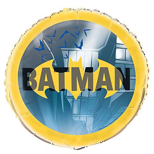 Unique - Packaged Round Mylar Balloon-18   Foil   Batman   1 Pc Palloncino Foil-45 cm-Festa, Multicolore, large,