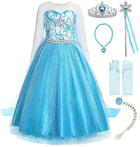 ReliBeauty Ragazze Vestito Bambine Principessa Costume Abito,8 Anni (140),con Accessori