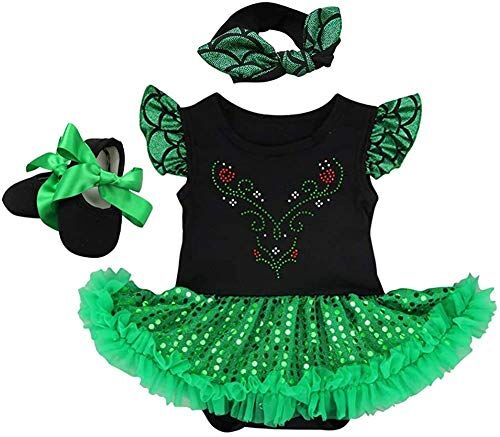 HIHCBF Neonata Costume di Carnevale Vestito da Principessa Anna Pagliaccetto per Bimba Compleanno Festa Halloween Cosplay Natale Abitini per Bambina con Archetto Scarpe 3-6 mesi