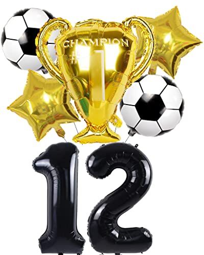 Conruich Kit di Palloncini Calcio, Decorazione Compleanno 2 Anni Bambino, Palloncino Gigante Numero 2, Calcio Decorazioni Festa di Compleanno Ragazzo, Calcio Tema Party Decorazioni