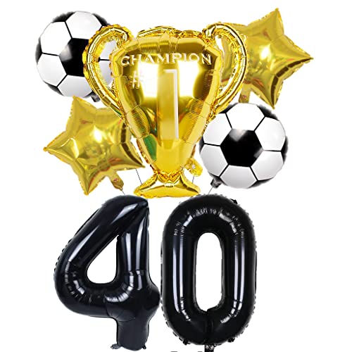 Conruich Kit di Palloncini Calcio, Decorazione Compleanno 40 Anni Uomo, Palloncino Gigante Numero 40, Calcio Decorazioni Festa di Compleanno Maschio, Calcio Tema Party Decorazioni