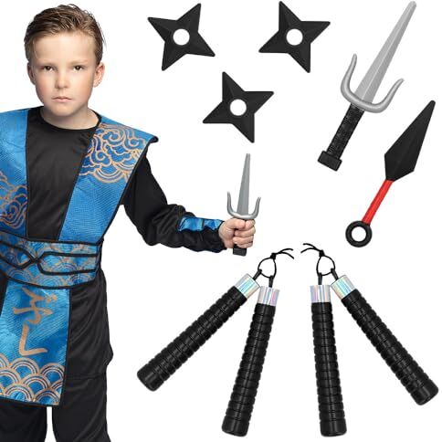 Boland Set di armi ninja, 7 pezzi, armi giocattolo in un set, accessori, accessori per costumi in maschera