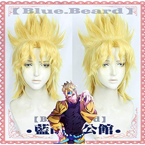 EQWR Parrucca Cosplay di Dio Brando La bizzarra avventura di JoJo DIO Costume corto dorato per anime Puntelli Parrucche + Cappellino per parrucca