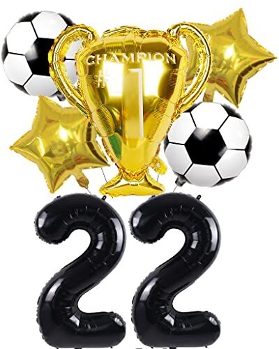 Conruich Kit di Palloncini Calcio, Decorazione Compleanno 22 Anni Uomo, Palloncino Gigante Numero 22, Calcio Decorazioni Festa di Compleanno Maschio, Calcio Tema Party Decorazioni