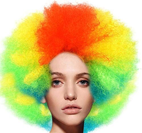 Generic Partito Divertente Afro Clown Capelli Calcio Adulti Afro Mascherata Parrucca Nera Con Trecce (O, Taglia Una)