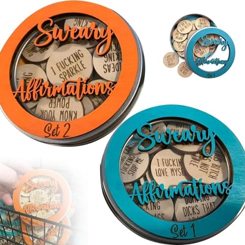 REPWEY Mini Sweary Affirmation Discs,Motivational Statement,Mini Sweet Affirmation CD Unique Funny Gifts,A Jar of 22pcs Sweary Affirmations (Orange)