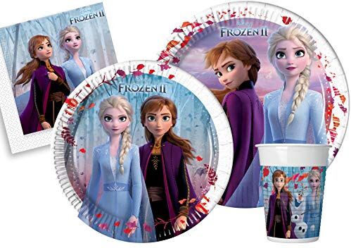 Ciao II Kit Party Tavola Disney Frozen (piatti, bicchieri, tovaglioli), Single, Multicolore, 24 persone,