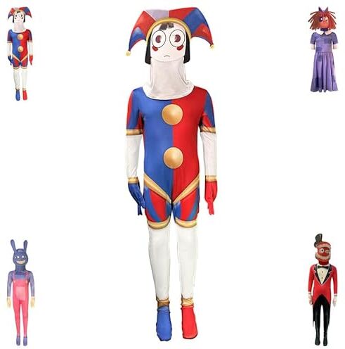 DONY The Amazing Digital Costume Circus da Bambini Ragazzo Ragazza,Costume da Mostro Gioco di Cartoni Animati Cosplay Carnevale Mostro Tuta di Halloween Mascherata Festa di Compleanno dei Bambini Natale