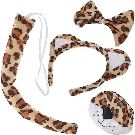 FRCOLOR Costumi Cosplay Set Di Costumi Leopardo Costume Animale Di Halloween Costume Di In Costume Leopardo Orecchio Coda Papillon Kit Per Travestimento Festa Di Cosplay