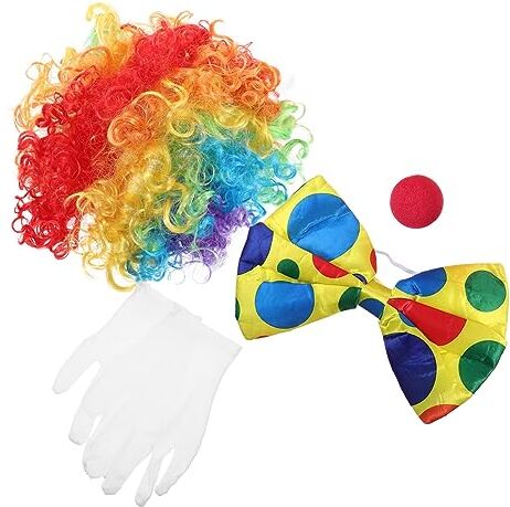 Hohopeti 1 Set Parrucchino Arcobaleno Copricapo Clown Naso Finto Clown Papillon Pagliaccio Arcobaleno Costume Pagliaccio Di Carnevale Parrucca Festa in Discoteca Costumi Cosplay Stoffa