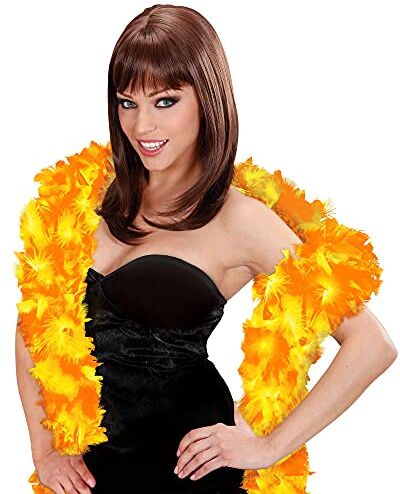 WIDMANN Boa in Piume Bicolore, Adulto Donna, Gogo Girls, Carnevale, Feste A Tema, 180 Cm, 50 G, Colore Giallo-Arancione