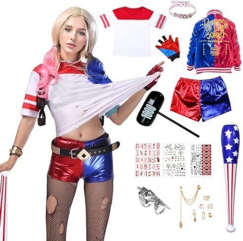 JMOCD Quinn Costume,Suicide Squad Cosplay Outfits per Carnevale Halloween