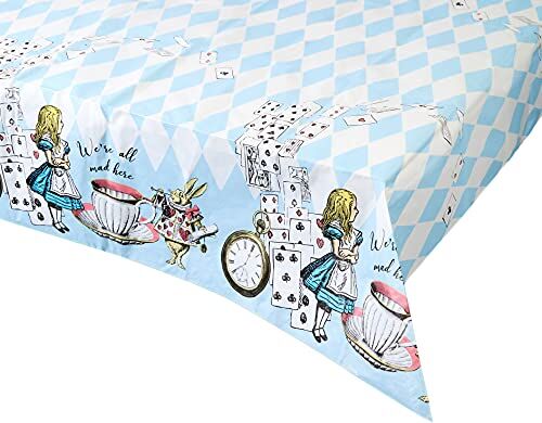 Talking Tables Tovaglia Carta Blu di Alice nel Paese delle Meraviglie   Tovaglia Compleanno Riciclabile   Tovaglia Usa e Getta per Compleanno, Baby Shower, Merende e Aperitivi, BLU, 180 x 120 cm