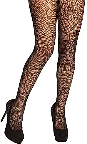 Boland Collant Spider, donna, adulto, nero con motivo a ragnatela, costume, streghe, ragni, ragnatela, accessorio, carnevale, festa a tema, halloween