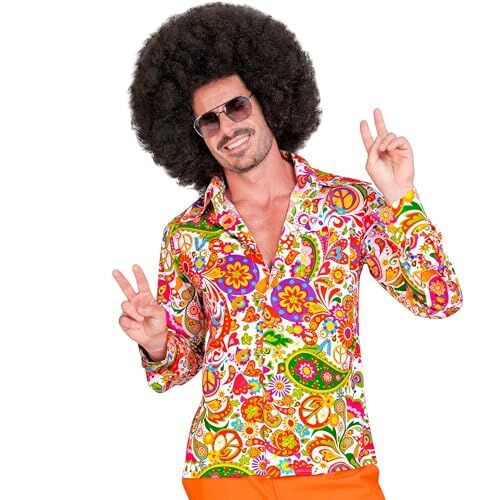 WIDMANN MILANO PARTY FASHION Camicia anni '60 per uomo, Hippie, Reggae, Flower Power, Disco Fever, Schlagermove