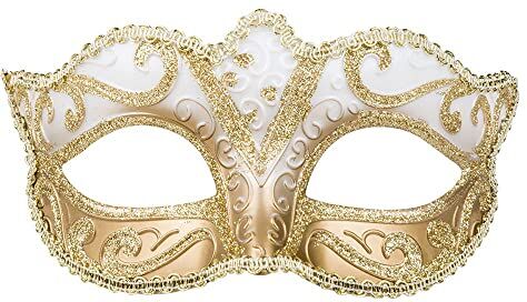 Boland 00338 Maschera occhi Venezia Felina, oro, banda elastica, ornamenti, maschera da ballo, Venezia, carnevale, festa a tema, costume