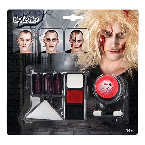 Boland - Kit Make-Up Trucco Zombie per Adulti, Bianco/Rosso/Nero, Taglia Unica,