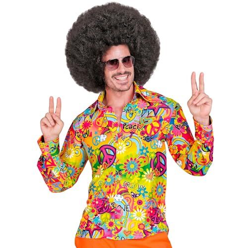 WIDMANN MILANO PARTY FASHION Camicia anni '60 per uomo, Hippie, Reggae, Flower Power, Disco Fever, Schlagermove