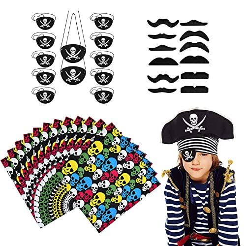 N\A 36 Pezzi Pirata Accessori per Bambini, Bandana Pirata Bambino, Bambino Benda Pirata, Articoli per feste dei pirati di Halloween, regali per bambini, cosplay