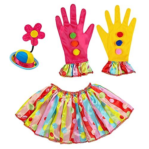 WIDMANN Set costume Clown, mini cappello, collo e 1 paio di guanti, accessori, carnevale, feste a tema, compleanni, circo, unisex – adulto, multicolore, taglia unica