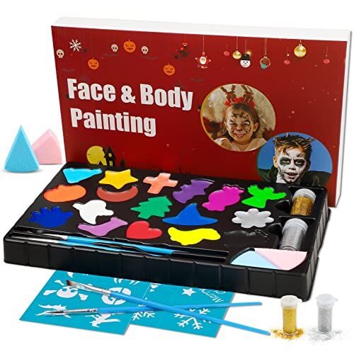 MOEMOE BABY Set trucco bambini, 17 colori Halloween pitture per viso e corpo a base d'acqua, pittura per il corpo ragazze pittura per il viso carnevale