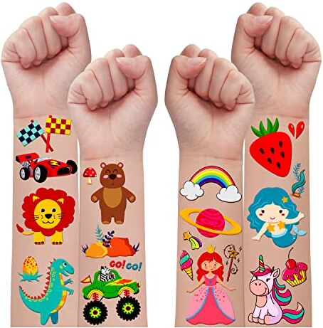 Leesgel Tatuaggi per Bambini, 125 Stili Tatuaggi Bambini Trasferelli per Bambini, Gadget Compleanno Bambini Accessori Party per Regalini Fine Festa Compleanno Game Giocattoli