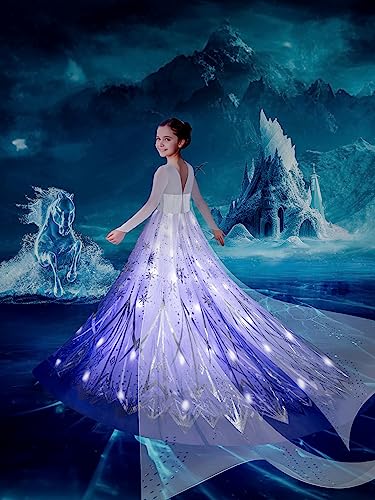 UPORPOR LED Luminoso Vestito Principessa Bambina Costume di Natale Ragazze Fancy Dress Halloween Carnevale Cosplay Festa di compleanno