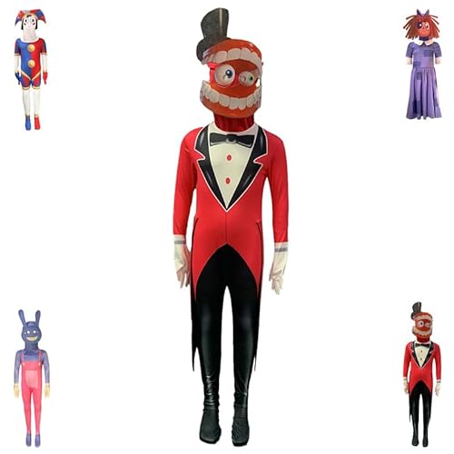 DONY The Amazing Digital Costume Circus da Bambini Ragazzo Ragazza,Costume da Mostro Gioco di Cartoni Animati Cosplay Carnevale Mostro Tuta di Halloween Mascherata Festa di Compleanno dei Bambini Natale