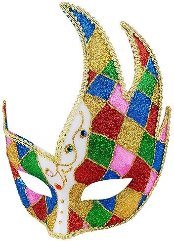 Boland Maschera occhi Venezia Jester, glitter e pietre preziose, 16 x 21 cm, maschera, accessorio, carnevale, festa a tema, halloween