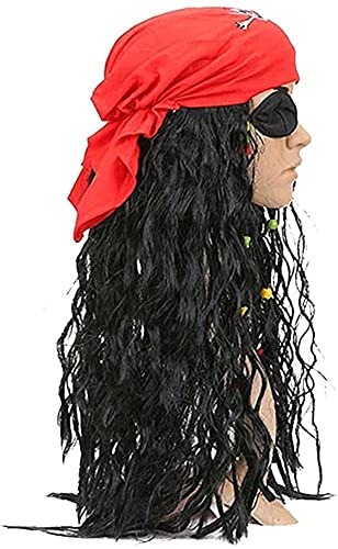 GIVBRO Parrucca Cosplay capelli lunghi da donna parrucche piene pirata capitano parrucca fascia per feste vestire costume Halloween maschera