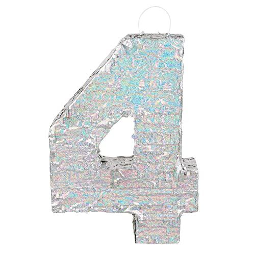 Boland Pignatta con numeri, dimensioni 40 x 28 x 8 cm, numero olografico, argento, anniversario, compleanno, decorazione, festa-gioco