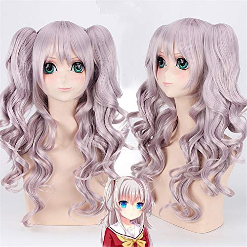 WERNG Anime Charlotte Tomori Nao Parrucca Doppia coda di cavallo riccia Costume Halloween Anime Cosplay unisex + Protezione parrucca gratuita