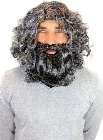 WIG ME UP Parrucca E Barba Da Carnevale, Uomo Primitivo, Folletto, Eremita, 6098