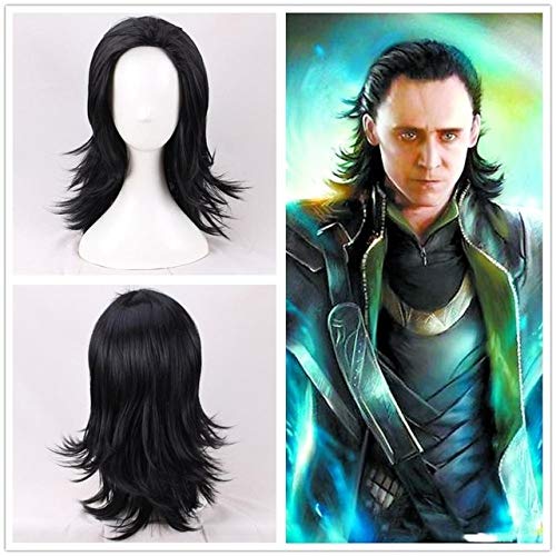 LINLINCD -DIOCOS Avengers Parrucca Scarlatta Strega Vedova Nera Capitano Marvel Dottore Strano Thor Gamora Loki Cosplay Parrucche One Size Loki