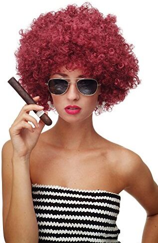 WIG ME UP Parrucca Afro Anni 70 Parrucca Party Funk Disco Foxy Colore Rosso Granata PW0011-P67