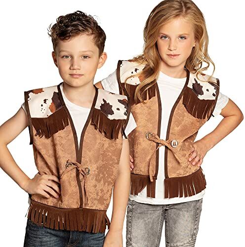 Boland Gilet unisex Wild West, in pelle con frange e cowlins, per cowboy o cavaliere da rodeo, costume, festa in maschera, carnevale