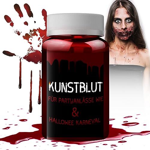 PATRICHOR Sangue Finto, Trucchi Carnevale Viso, Halloween Fake Blood per Trucco Horror, Costume Effetto Speciale da Film per Zombie Carnevale Festa a Tema