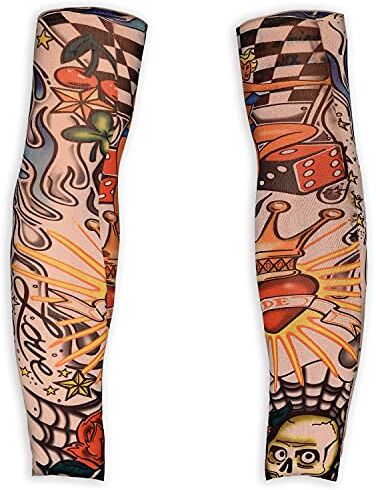 WIDMANN Paio di Maniche Tatuaggio Miami Ink, Adulto Unisex, Color Pelle, Carcerato, Pappone, Rocker, Biker, Carnevale, Taglia Unica