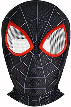 Miotlsy Spider Nero Bambino copricapo,Costume Spider Homecoming Halloween Carnival Cosplay Spider Maschera 3D Supereroe Costumi Spider,Spandex