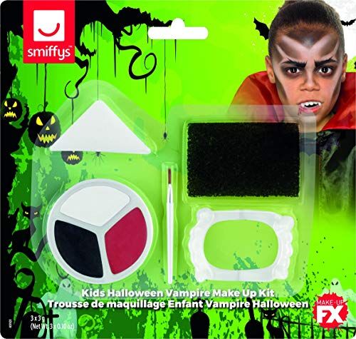 SMIFFYS Kit per trucco bambini Halloween Vampiro, Aqua, Multicolore, 3 colori, Denti, Spugna dipinta, Spugna e Spazzola