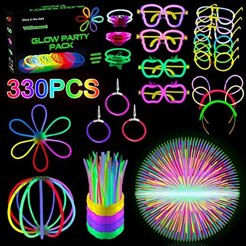 Withosent 330 Pezzi Braccialetti Luminosi Fluorescenti, Starlight Braccialetti Fluo Festa Gadget, Bracciali Luminosi Accessori Party Bambini Decorazione per Matrimonio Compleanni Halloween