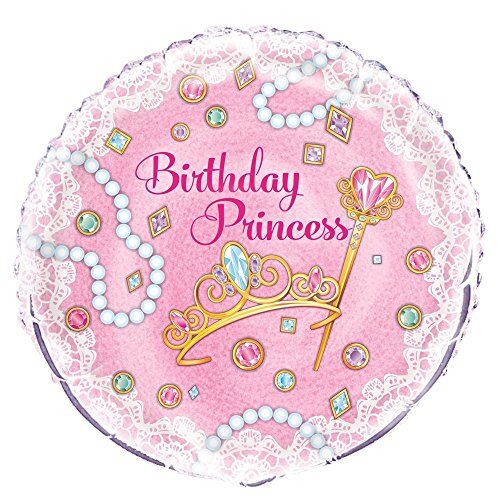 Unique - Palloncino Compleanno-45 cm-Birthday Princess-Rosa, Multicolore, taglia unica,
